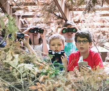 Students looking through binoculars. Links to Closely Held Business Stock